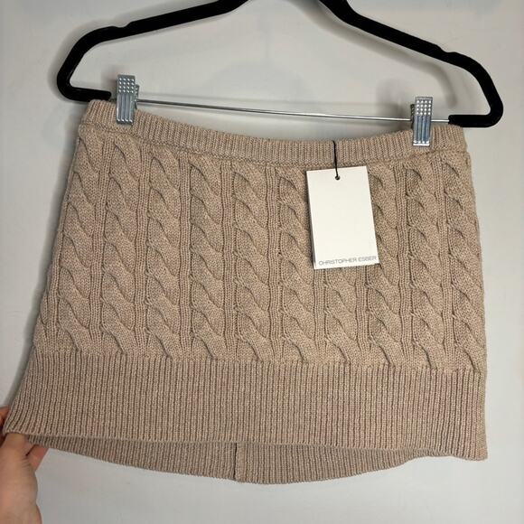 NWT Christopher Esber Cable Knit Micro Skirt in Tan - Picture 5 of 9